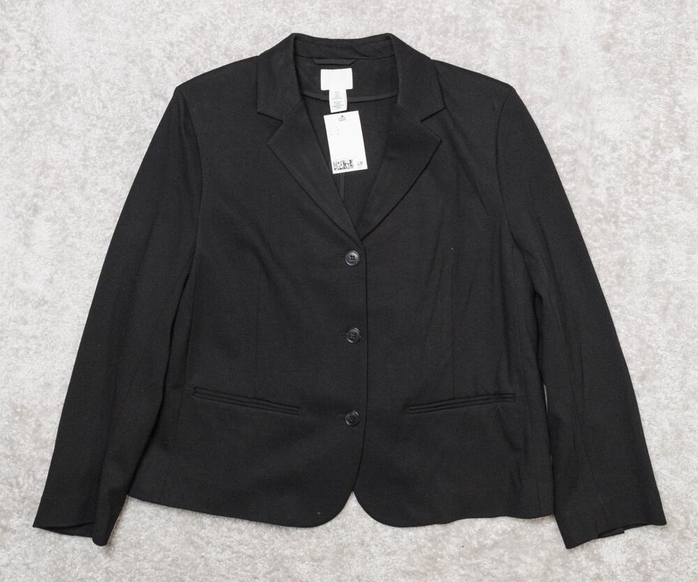 H&M Black Ponte Knit Cropped Blazer Womens Size L NWT